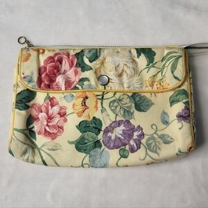 Vintage Galante Studios Yellow Floral Makeup Bag/Clutch.